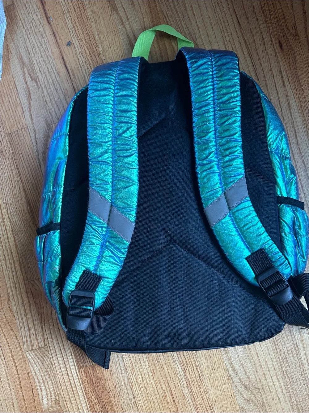 Justice Iridescent Teal Backpack with Lime Accents Super Puffer